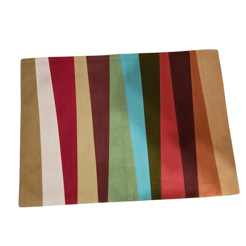 Crate & Barrel Latitude Placemats Set of 4 Multi Color Striped Modern 510-599